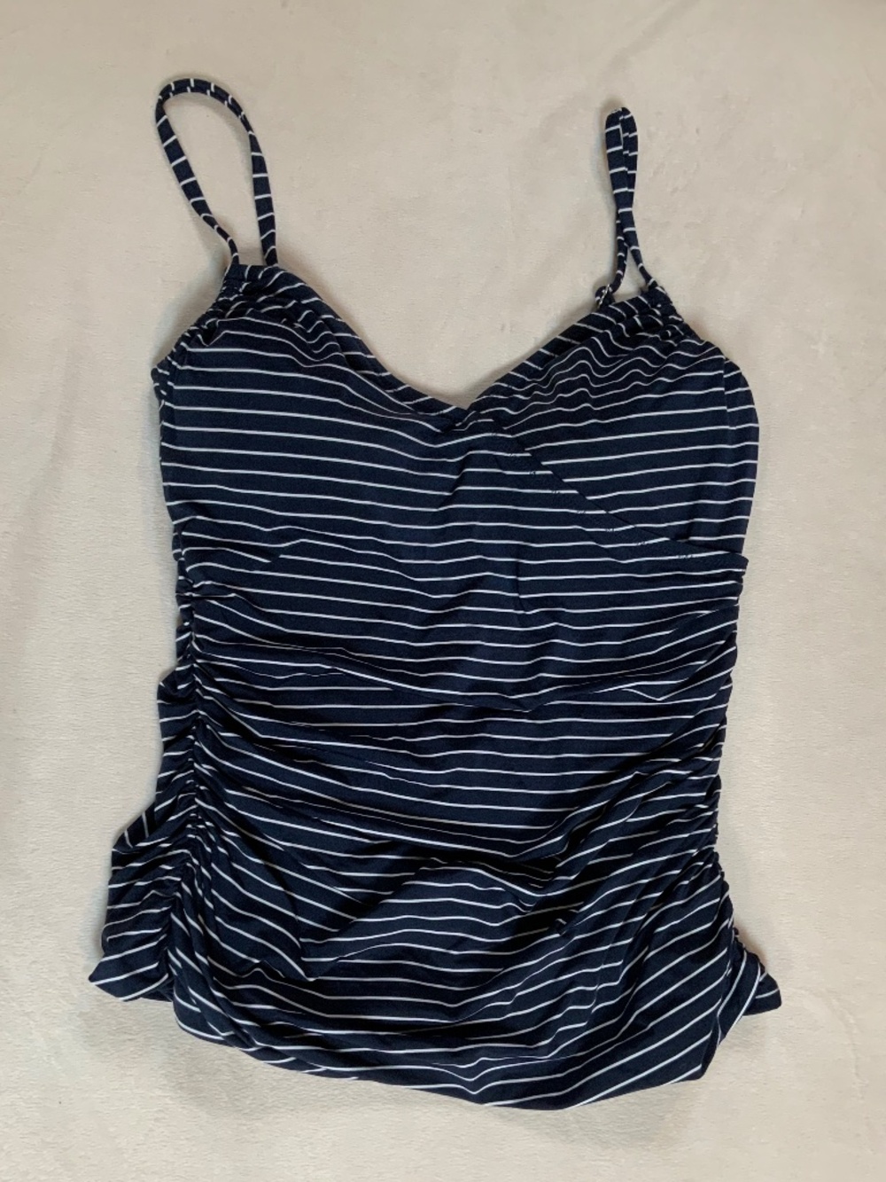 Garnet Hill Blue White 10 Swim tank Beach Coastal Nautical Americana Summer